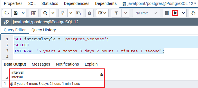 PostgreSQL Interval