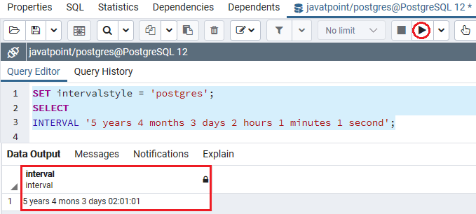 PostgreSQL Interval