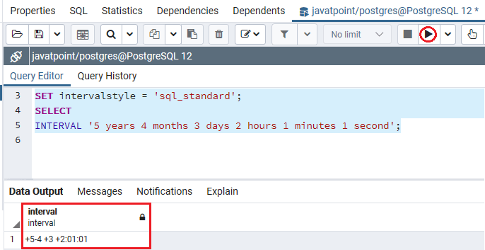 PostgreSQL Interval