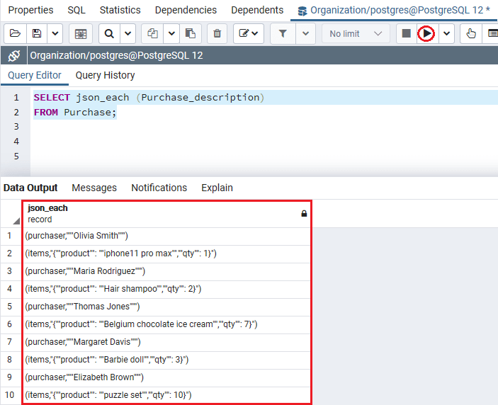 PostgreSQL JSON