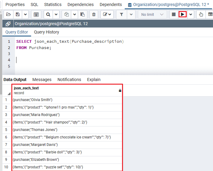 PostgreSQL JSON