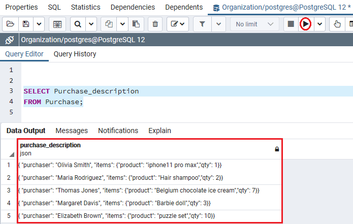 PostgreSQL JSON