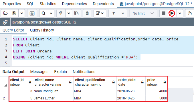 PostgreSQL Left Join