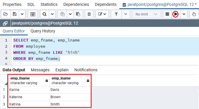 PostgreSQL Like