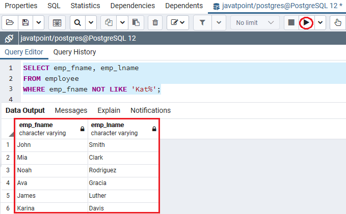 PostgreSQL Like