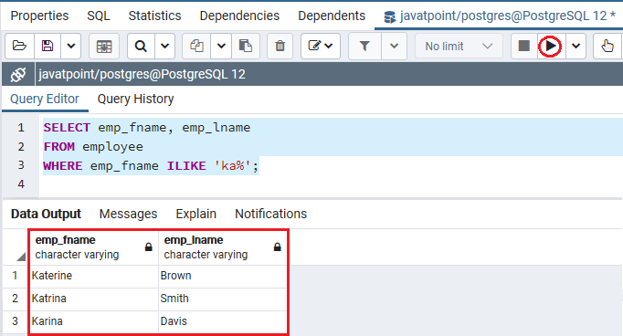 PostgreSQL Like