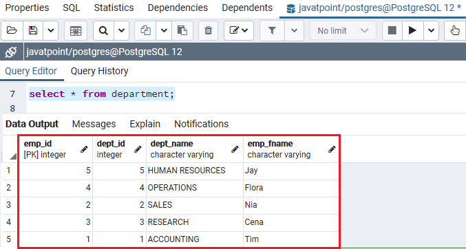 PostgreSQL Natural Join