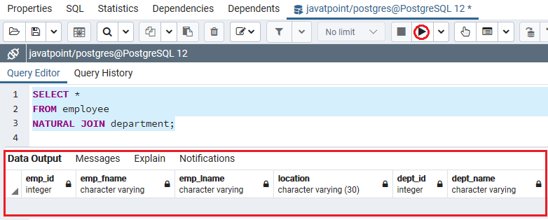 PostgreSQL Natural Join