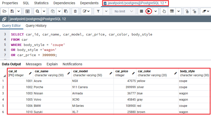 PostgreSQL OR Condition