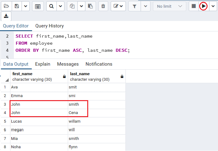 PostgreSQL Order by子句