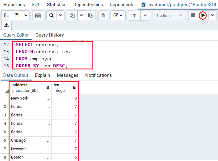 PostgreSQL Order by子句