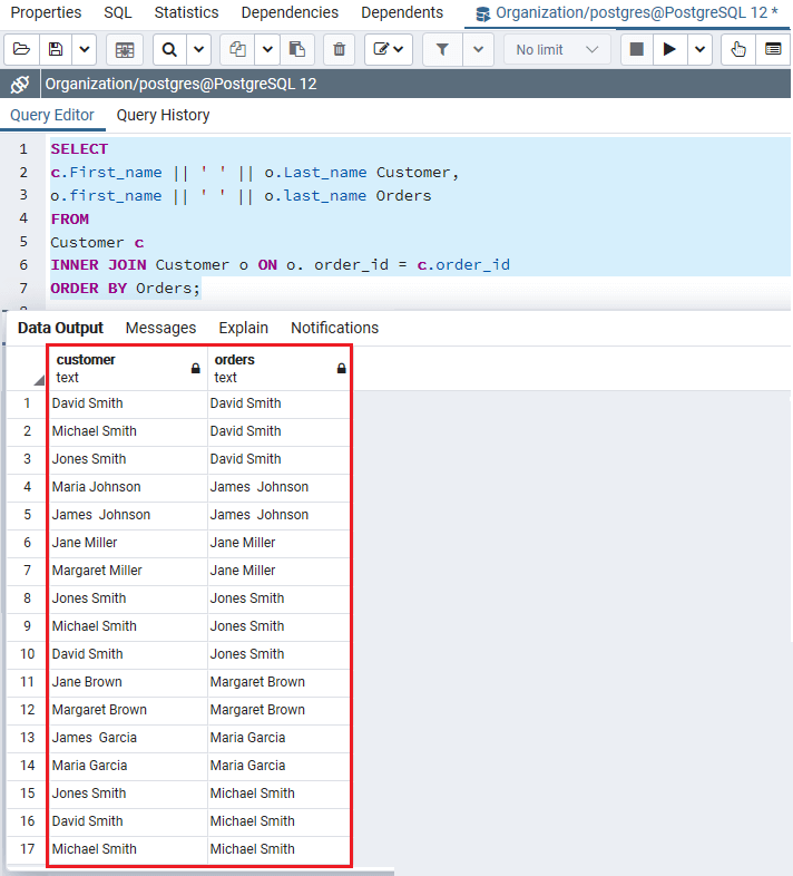 PostgreSQL Self Join