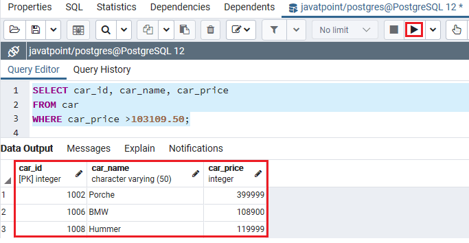 PostgreSQL Subquery