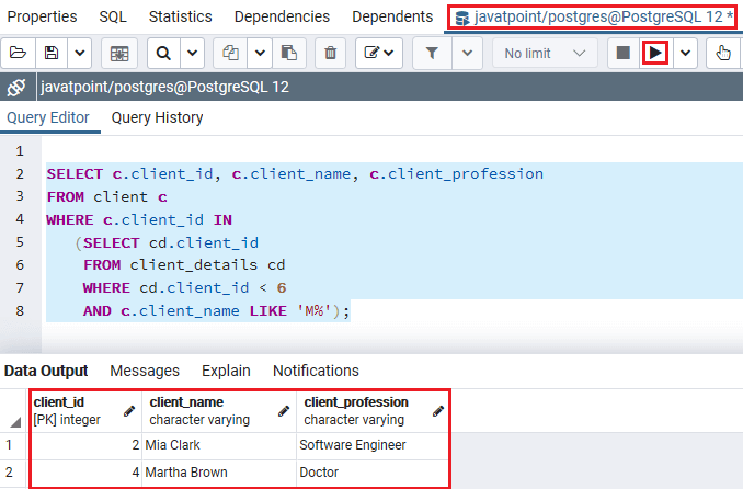 PostgreSQL Subquery