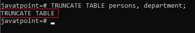 PostgreSQL TRUNCATE TABLE