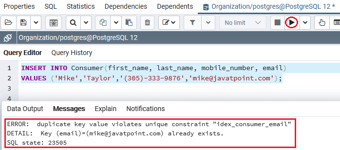 PostgreSQL UNIQUE Index