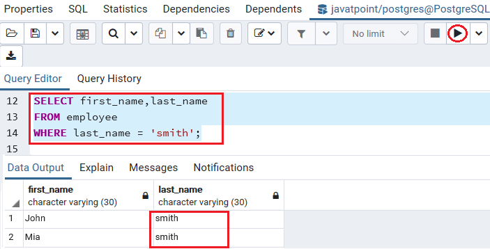 PostgreSQL WHERE子句