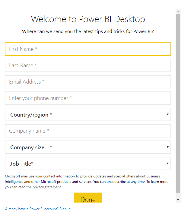 下载并安装Power BI Desktop