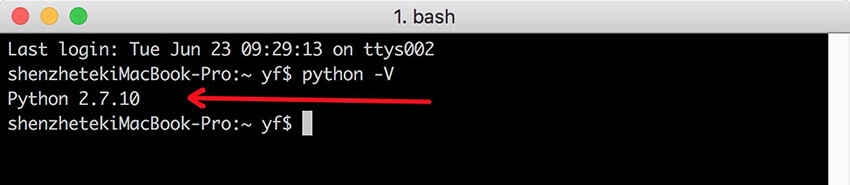 输入命令：python -V 查看本机Python的版本