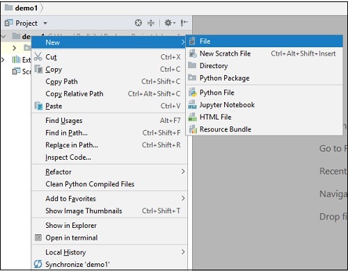 Pycharm 项目中创建新文件