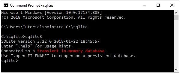 执行命令sqlite3连接命令