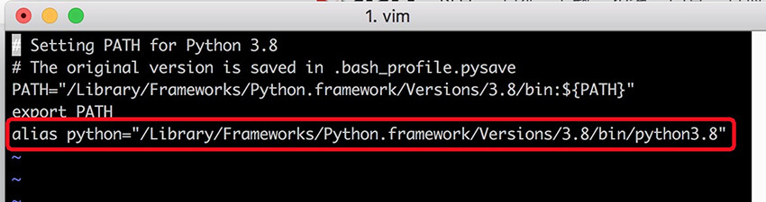 添加alias python=