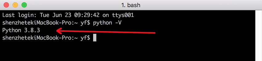 在终端输入 python -V显示的版本号