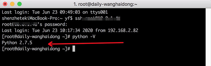 在Linux运行python -V命令查看python版本