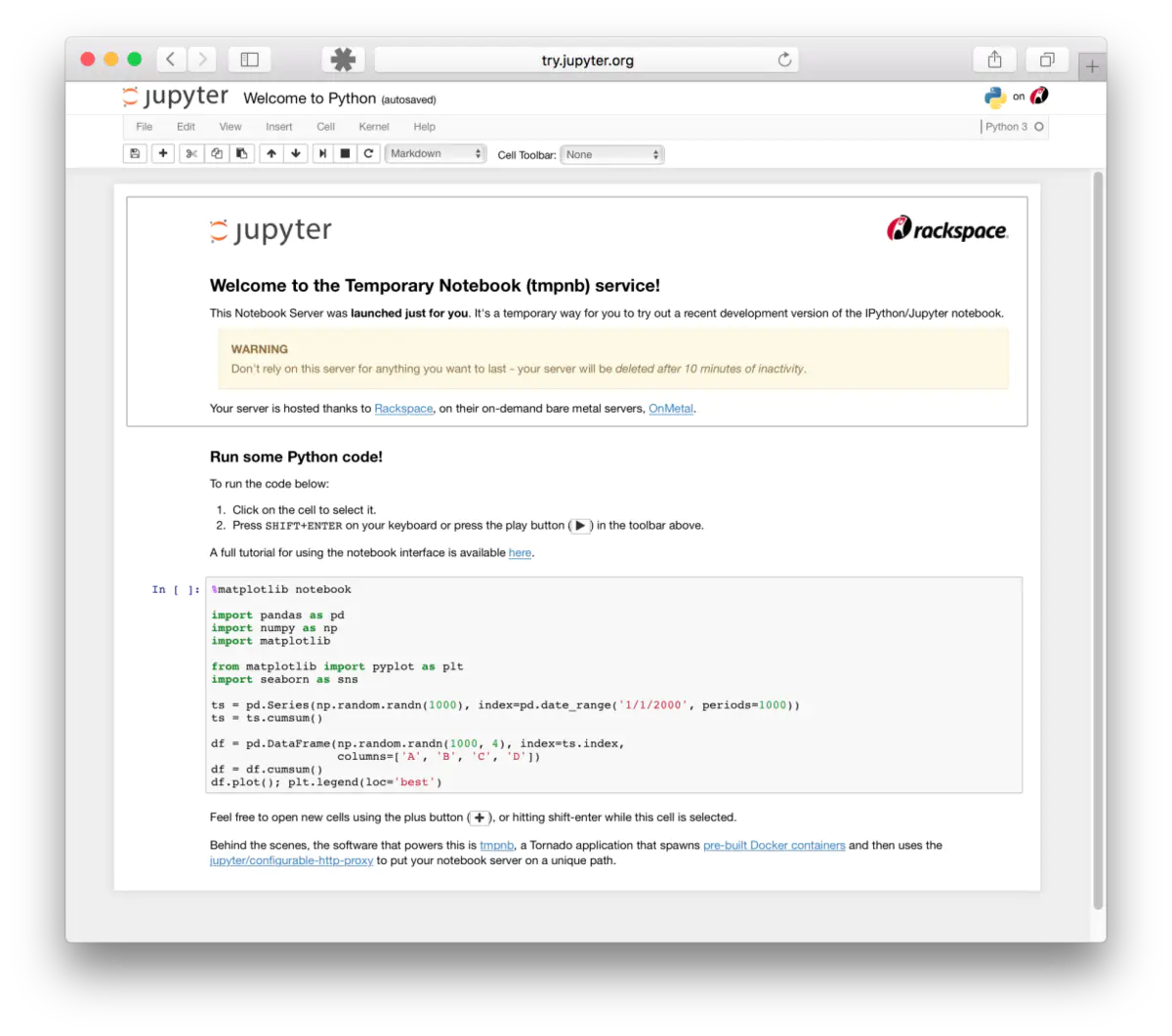 Jupyter Notebook界面