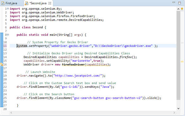 Selenium WebDriver在Firefox浏览器Gecko驱动程序上的运行测试