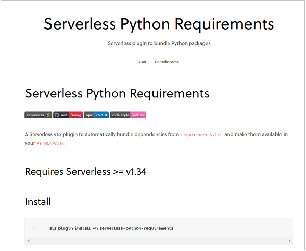 Serverless Python 要求