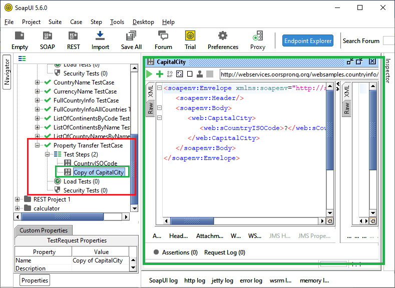 SoapUI Property Transfer