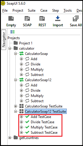 SoapUI Test Structure 
