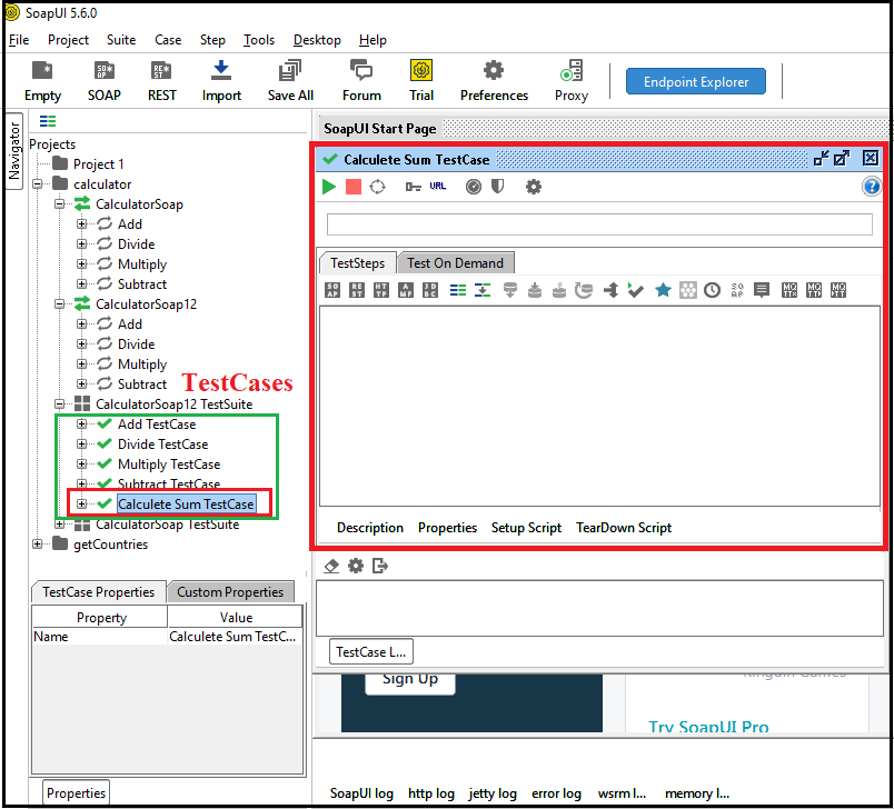 SoapUI Test Structure