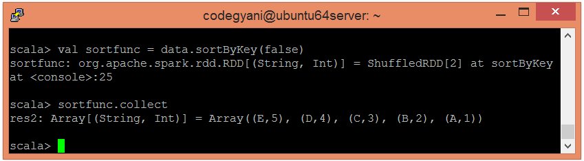 Spark sortByKey Function