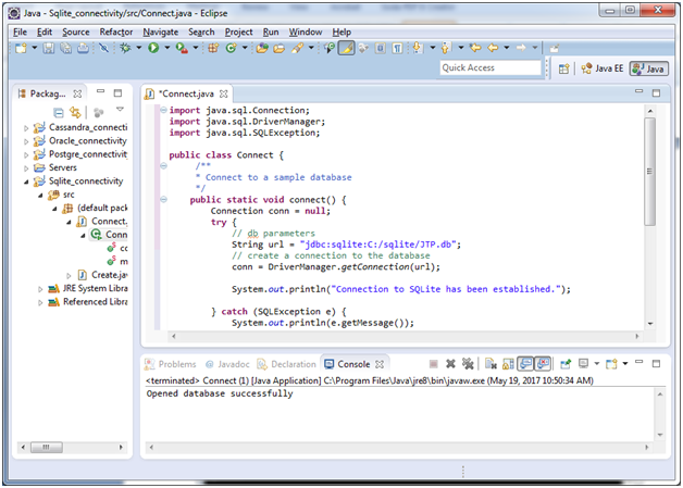 Sqlite Java with sqlite 1