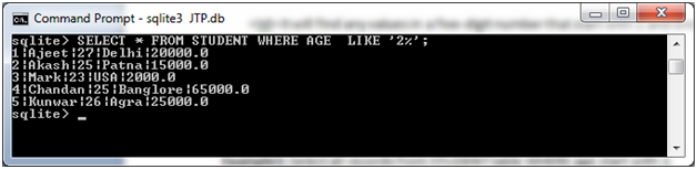 Sqlite Like子句2