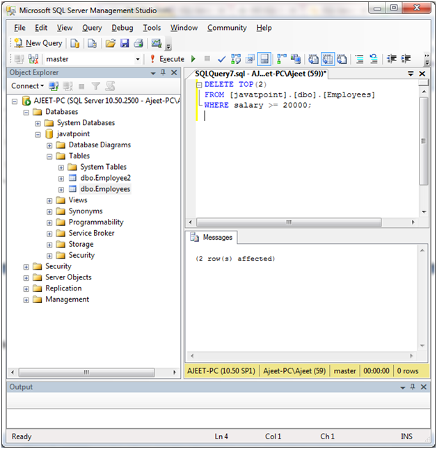 SQL Delete top语句2