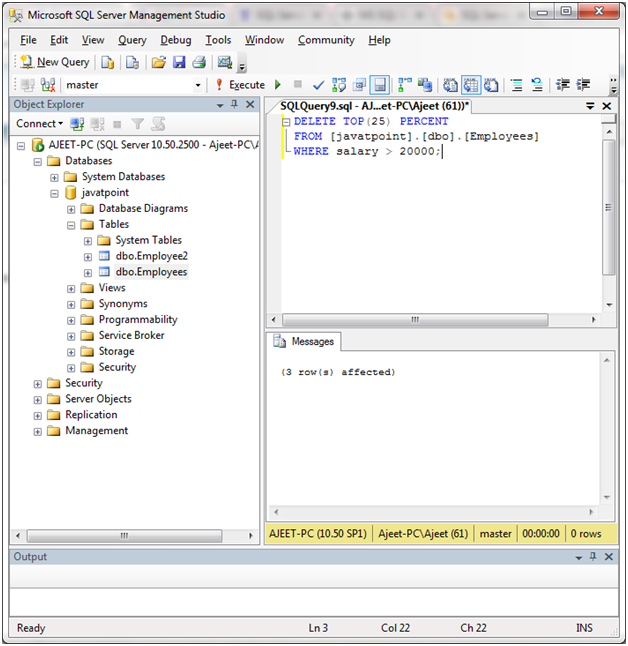 SQL Delete top语句4