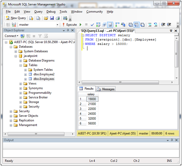 SQL Distinct子句2