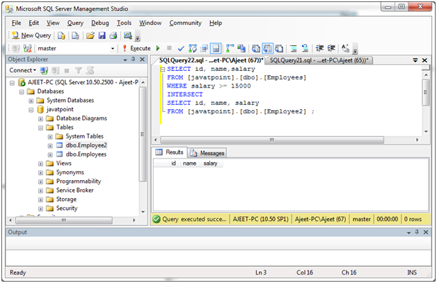 SQL Intersect运算符3