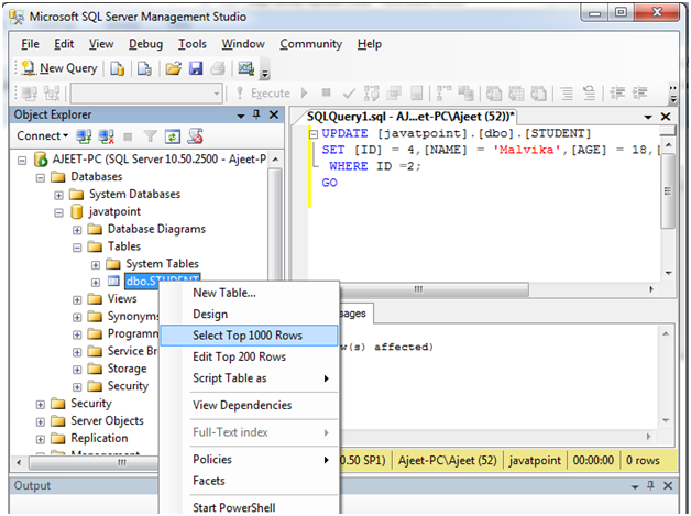 SQL服务器更新数据4