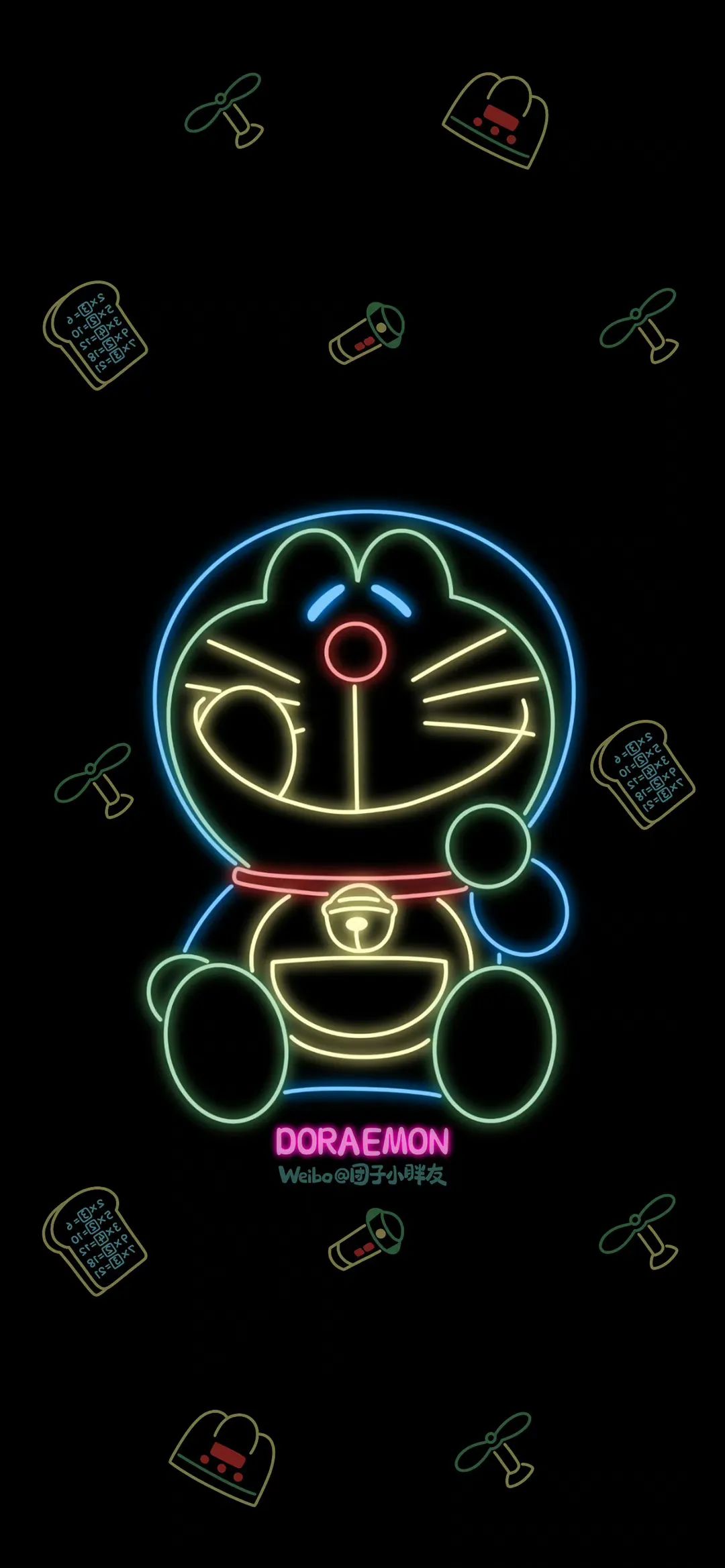 可爱的机器猫霓虹壁纸 立地货