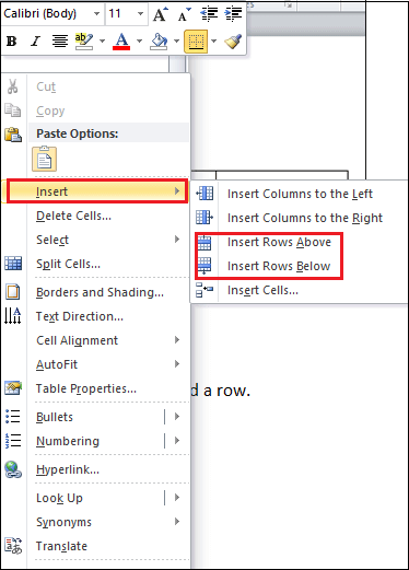 如何在Microsoft Word文档中向表中添加行和列的方法