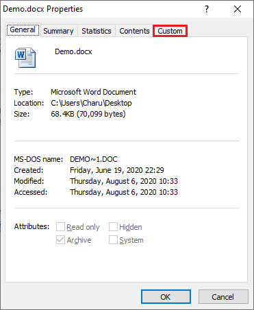 如何添加文档Word文档中的属性