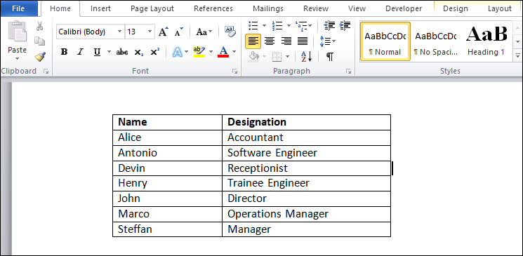 如何按字母顺序排列Microsoft Word中的数据