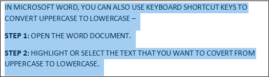 如何在Microsoft Word文档中将大写形式转换为小写形式