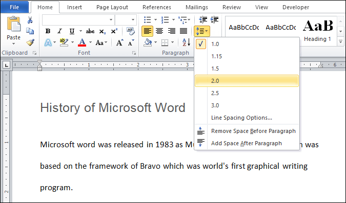 如何在Microsoft Word中将空格加倍
