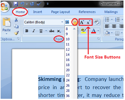 MS Word如何在ms word 1中设置字体大小