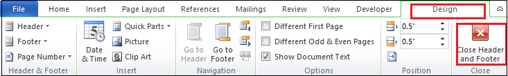 如何在Microsoft Word中插入页眉和页脚document